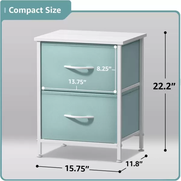 imageSorbus Nightstand with 2 Drawers  Kids Bedside Furniture End Table Night Stand  Steel Frame Wood Top ampamp Easy Pull Fabric Bins  Dresser ampamp Chest for Home Bedroom Accessories Office ampamp College DormAqua