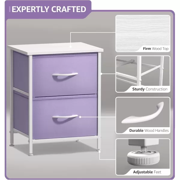imageSorbus Nightstand with 2 Drawers  Kids Bedside Furniture End Table Night Stand  Steel Frame Wood Top ampamp Easy Pull Fabric Bins  Dresser ampamp Chest for Home Bedroom Accessories Office ampamp College DormPurple