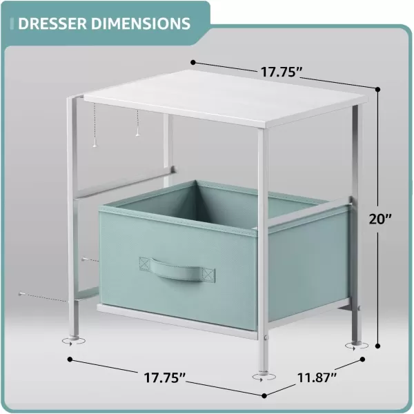 imageSorbus Nightstand with 2 Drawers  Kids Bedside Furniture End Table Night Stand  Steel Frame Wood Top ampamp Easy Pull Fabric Bins  Dresser ampamp Chest for Home Bedroom Accessories Office ampamp College DormPurpleAqua
