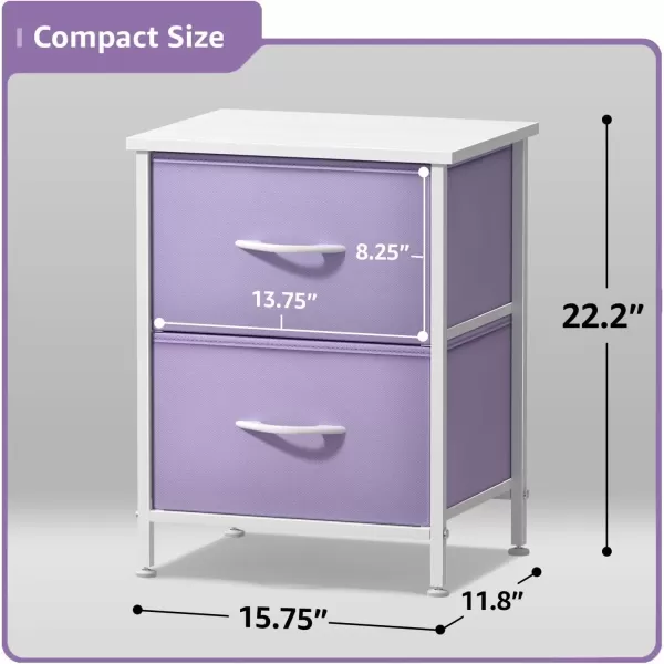 imageSorbus Nightstand with 2 Drawers  Kids Bedside Furniture End Table Night Stand  Steel Frame Wood Top ampamp Easy Pull Fabric Bins  Dresser ampamp Chest for Home Bedroom Accessories Office ampamp College DormPurple