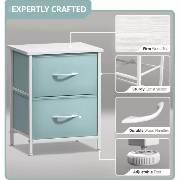 imageSorbus Nightstand with 2 Drawers  Kids Bedside Furniture End Table Night Stand  Steel Frame Wood Top ampamp Easy Pull Fabric Bins  Dresser ampamp Chest for Home Bedroom Accessories Office ampamp College DormAqua