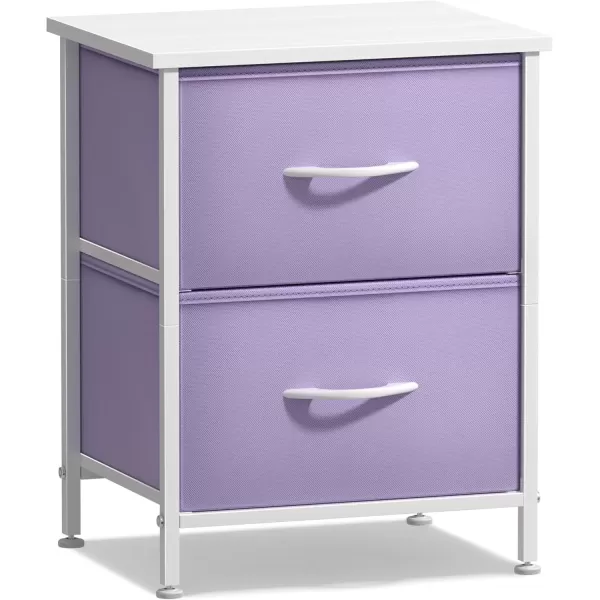 imageSorbus Nightstand with 2 Drawers  Kids Bedside Furniture End Table Night Stand  Steel Frame Wood Top ampamp Easy Pull Fabric Bins  Dresser ampamp Chest for Home Bedroom Accessories Office ampamp College DormPurple