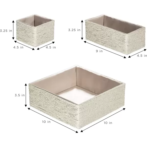 imageSorbus Storage Baskets 4Piece Set  Stackable Woven Basket Paper Rope Bin Boxes for Makeup Office Supplies Bedroom Closet BeigeBeige