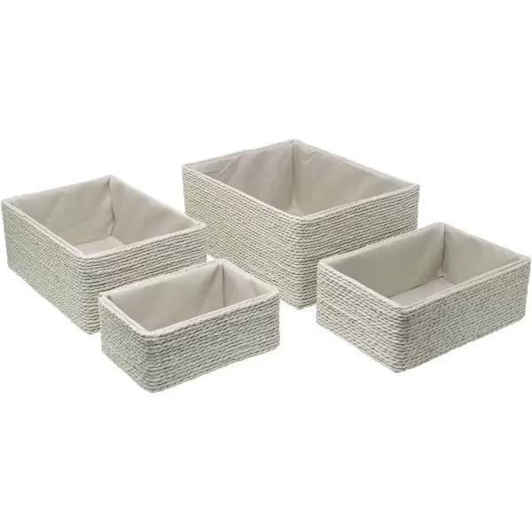 imageSorbus Storage Baskets 4Piece Set  Stackable Woven Basket Paper Rope Bin Boxes for Makeup Office Supplies Bedroom Closet BeigeBeige