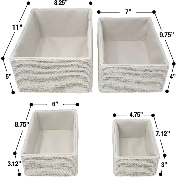 imageSorbus Storage Baskets 4Piece Set  Stackable Woven Basket Paper Rope Bin Boxes for Makeup Office Supplies Bedroom Closet BeigeBeige