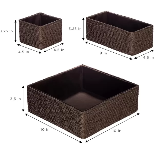 imageSorbus Storage Baskets 4Piece Set  Stackable Woven Basket Paper Rope Bin Boxes for Makeup Office Supplies Bedroom Closet BeigeChocolate