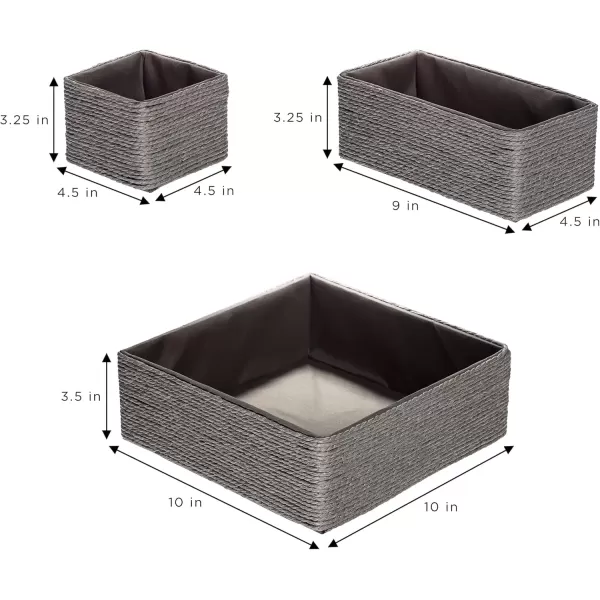 imageSorbus Storage Baskets 4Piece Set  Stackable Woven Basket Paper Rope Bin Boxes for Makeup Office Supplies Bedroom Closet BeigeGray