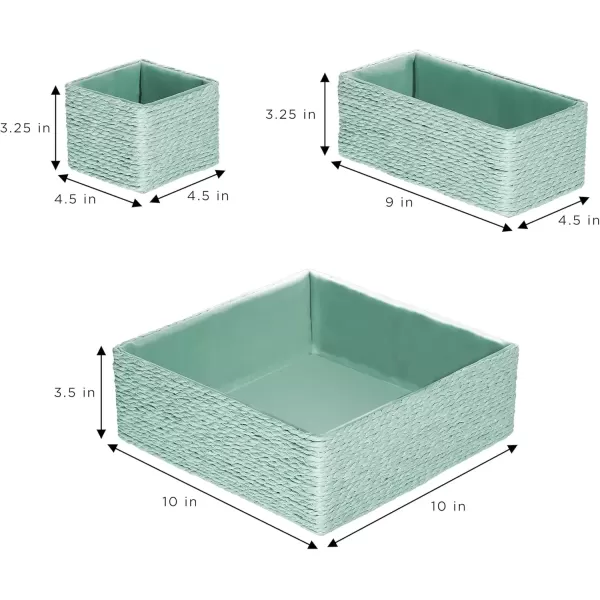 imageSorbus Storage Baskets 4Piece Set  Stackable Woven Basket Paper Rope Bin Boxes for Makeup Office Supplies Bedroom Closet BeigeTeal