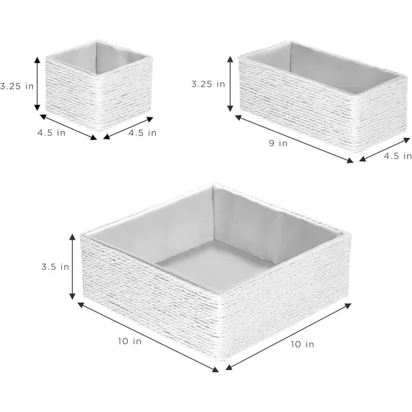 imageSorbus Storage Baskets 4Piece Set  Stackable Woven Basket Paper Rope Bin Boxes for Makeup Office Supplies Bedroom Closet BeigeWhite
