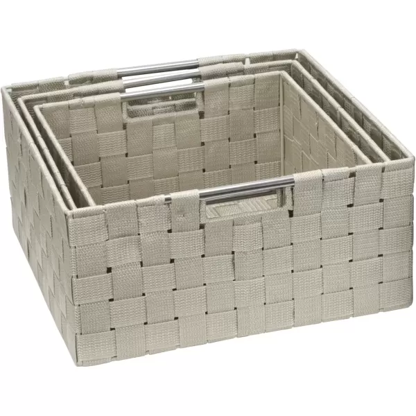 imageSorbus Storage Box Woven Basket Bin Container Tote Cube Organizer Set Stackable Storage Basket Woven Strap Shelf Organizer Builtin Carry Handles GrayBeige