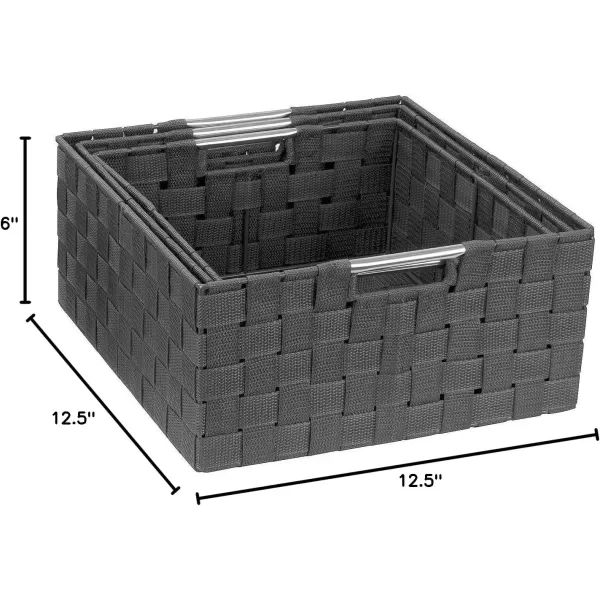imageSorbus Storage Box Woven Basket Bin Container Tote Cube Organizer Set Stackable Storage Basket Woven Strap Shelf Organizer Builtin Carry Handles GrayGray