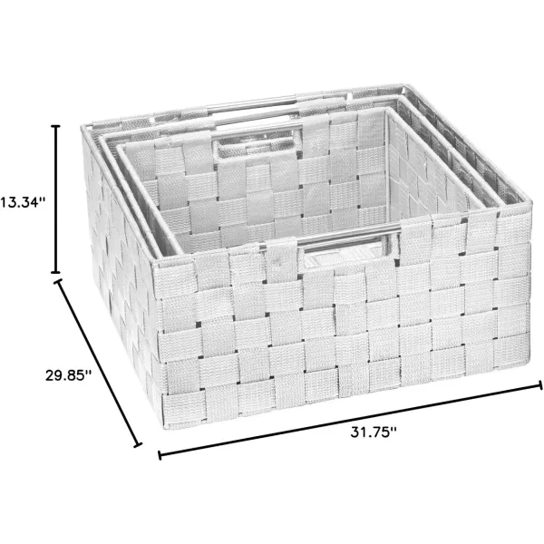 imageSorbus Storage Box Woven Basket Bin Container Tote Cube Organizer Set Stackable Storage Basket Woven Strap Shelf Organizer Builtin Carry Handles GrayWhite