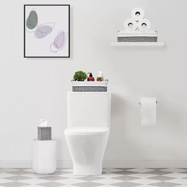 imageSorbus Storage Wicker Baskets  2 Decorative Gift Baskets for Baby Room Bedroom Nursery  Lined Paper Rope Baby Basket Set for Organizing Changing Station Linens Diapers Toiletries Toilet PaperGray