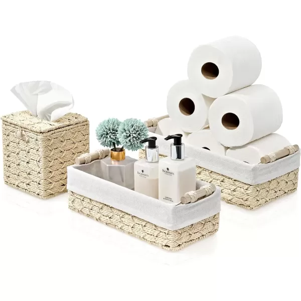 imageSorbus Storage Wicker Baskets  2 Decorative Gift Baskets for Baby Room Bedroom Nursery  Lined Paper Rope Baby Basket Set for Organizing Changing Station Linens Diapers Toiletries Toilet PaperBeige