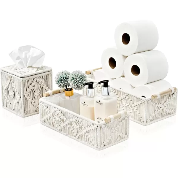 imageSorbus Storage Wicker Baskets  2 Decorative Gift Baskets for Baby Room Bedroom Nursery  Lined Paper Rope Baby Basket Set for Organizing Changing Station Linens Diapers Toiletries Toilet PaperIvory
