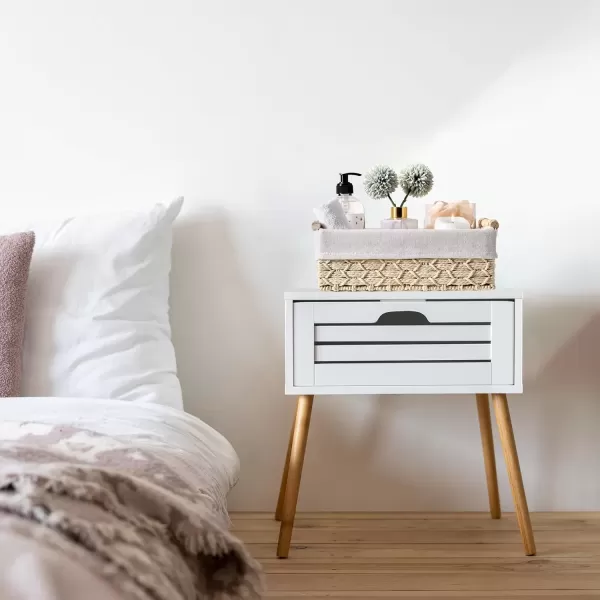 imageSorbus Storage Wicker Baskets  2 Decorative Gift Baskets for Baby Room Bedroom Nursery  Lined Paper Rope Baby Basket Set for Organizing Changing Station Linens Diapers Toiletries Toilet PaperBeige