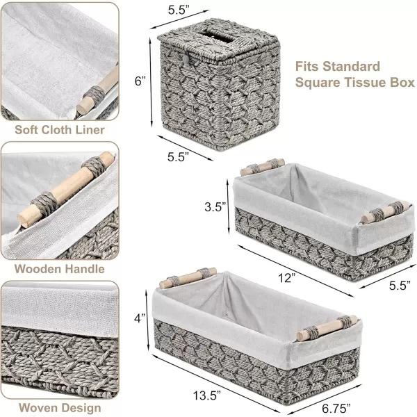 imageSorbus Storage Wicker Baskets  2 Decorative Gift Baskets for Baby Room Bedroom Nursery  Lined Paper Rope Baby Basket Set for Organizing Changing Station Linens Diapers Toiletries Toilet PaperGray