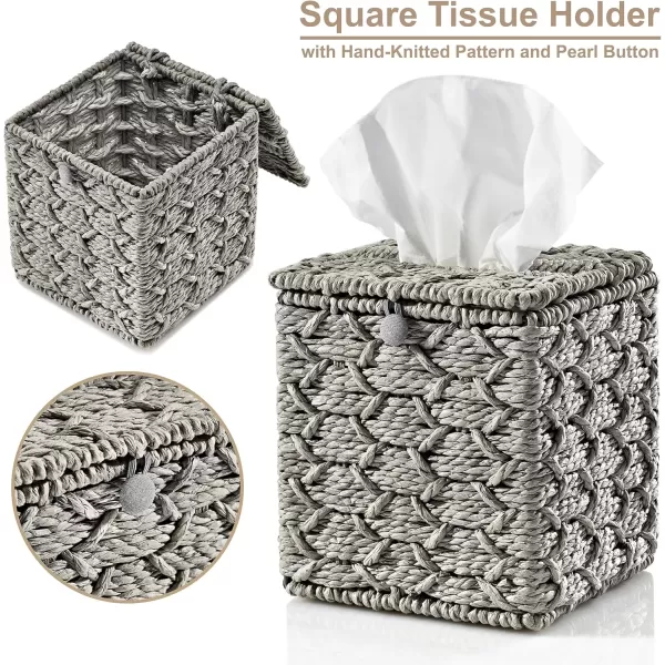 imageSorbus Storage Wicker Baskets  2 Decorative Gift Baskets for Baby Room Bedroom Nursery  Lined Paper Rope Baby Basket Set for Organizing Changing Station Linens Diapers Toiletries Toilet PaperGray