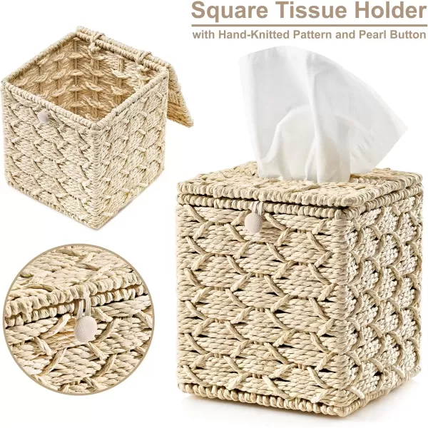 imageSorbus Storage Wicker Baskets  2 Decorative Gift Baskets for Baby Room Bedroom Nursery  Lined Paper Rope Baby Basket Set for Organizing Changing Station Linens Diapers Toiletries Toilet PaperBeige
