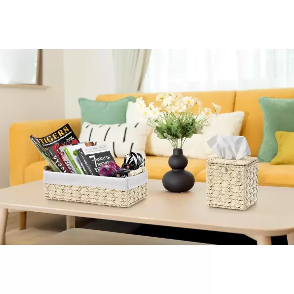 imageSorbus Storage Wicker Baskets  2 Decorative Gift Baskets for Baby Room Bedroom Nursery  Lined Paper Rope Baby Basket Set for Organizing Changing Station Linens Diapers Toiletries Toilet PaperBeige