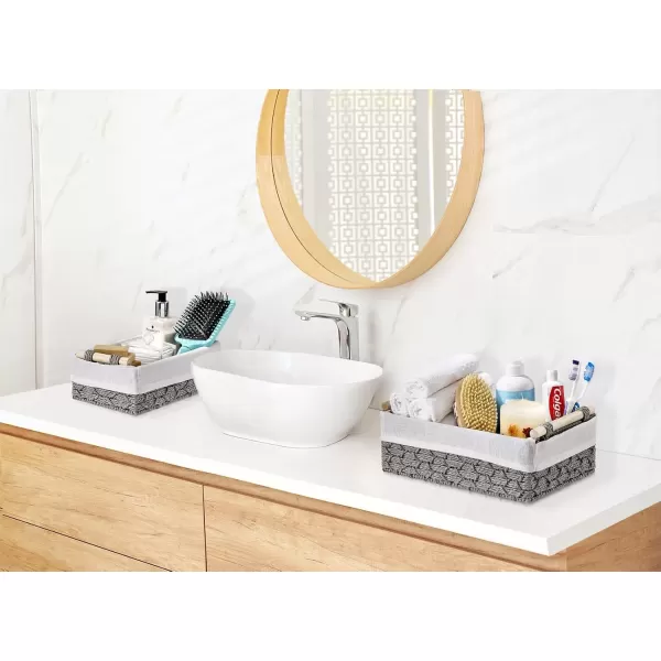 imageSorbus Storage Wicker Baskets  2 Decorative Gift Baskets for Baby Room Bedroom Nursery  Lined Paper Rope Baby Basket Set for Organizing Changing Station Linens Diapers Toiletries Toilet PaperGray
