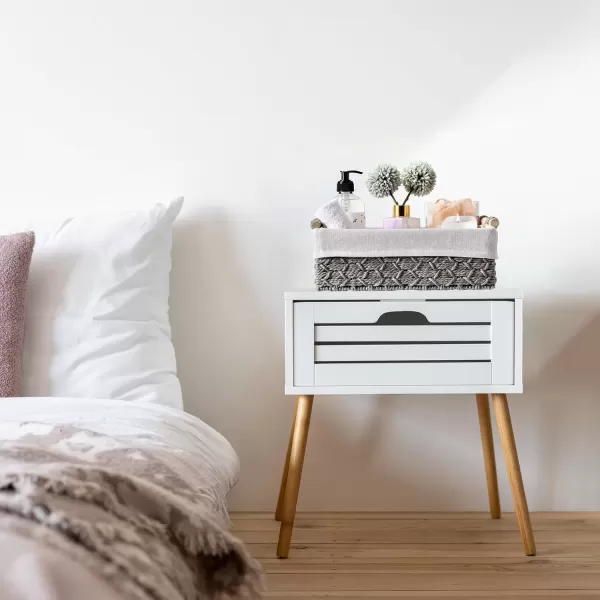imageSorbus Storage Wicker Baskets  2 Decorative Gift Baskets for Baby Room Bedroom Nursery  Lined Paper Rope Baby Basket Set for Organizing Changing Station Linens Diapers Toiletries Toilet PaperGray