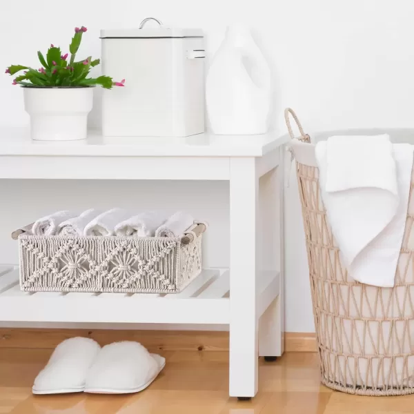 imageSorbus Storage Wicker Baskets  2 Decorative Gift Baskets for Baby Room Bedroom Nursery  Lined Paper Rope Baby Basket Set for Organizing Changing Station Linens Diapers Toiletries Toilet PaperIvory
