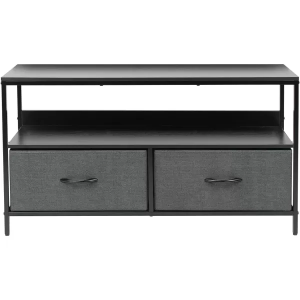 imageSorbus TV Stand Dresser with 2 Drawers  Television Riser Chest with Storage  Bedroom Living Room Closet ampamp Dorm FurnitureBlack