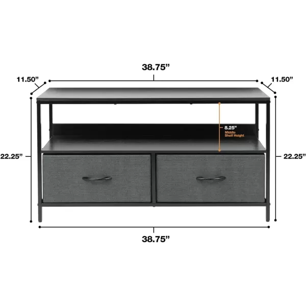 imageSorbus TV Stand Dresser with 2 Drawers  Television Riser Chest with Storage  Bedroom Living Room Closet ampamp Dorm FurnitureBlack