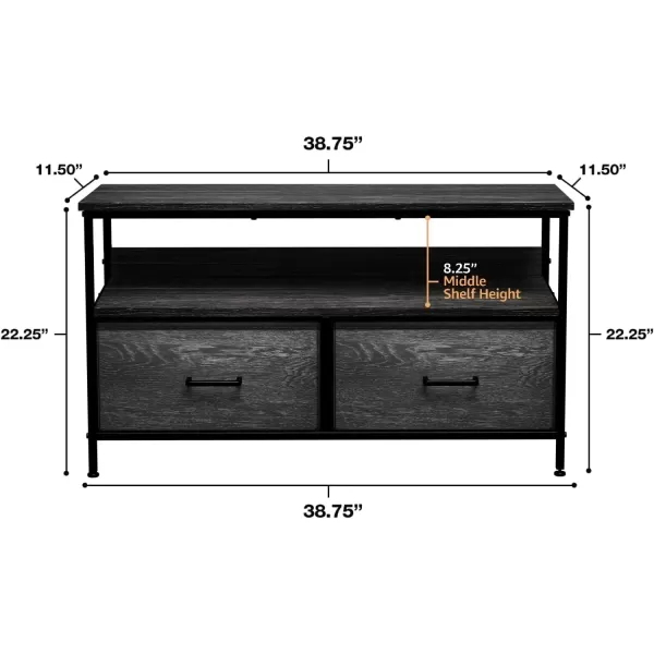imageSorbus TV Stand Dresser with 2 Drawers  Television Riser Chest with Storage  Bedroom Living Room Closet ampamp Dorm FurnitureGray Wood