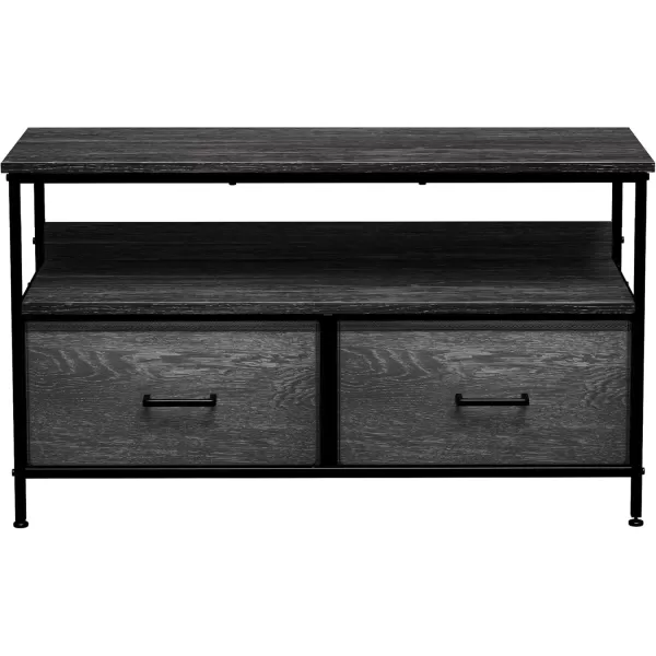 imageSorbus TV Stand Dresser with 2 Drawers  Television Riser Chest with Storage  Bedroom Living Room Closet ampamp Dorm FurnitureGray Wood