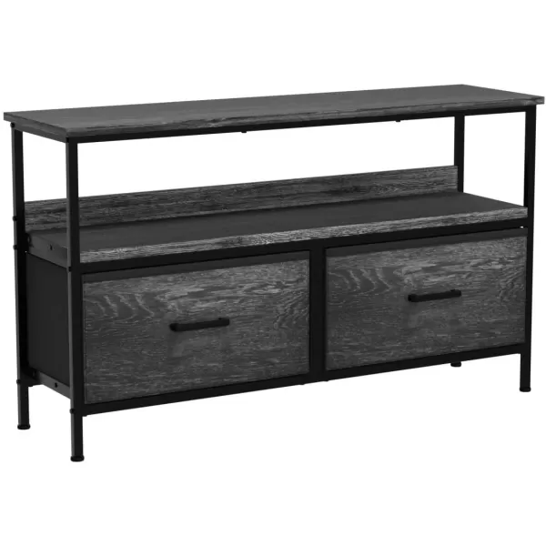 imageSorbus TV Stand Dresser with 2 Drawers  Television Riser Chest with Storage  Bedroom Living Room Closet ampamp Dorm FurnitureGray Wood