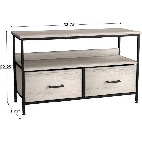 imageSorbus TV Stand Dresser with 2 Drawers  Television Riser Chest with Storage  Bedroom Living Room Closet ampamp Dorm FurnitureGreige