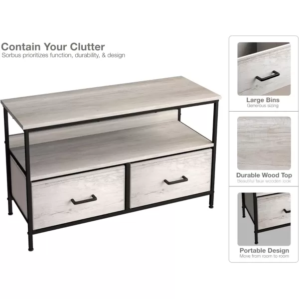 imageSorbus TV Stand Dresser with 2 Drawers  Television Riser Chest with Storage  Bedroom Living Room Closet ampamp Dorm FurnitureGreige