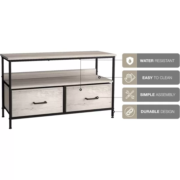 imageSorbus TV Stand Dresser with 2 Drawers  Television Riser Chest with Storage  Bedroom Living Room Closet ampamp Dorm FurnitureGreige