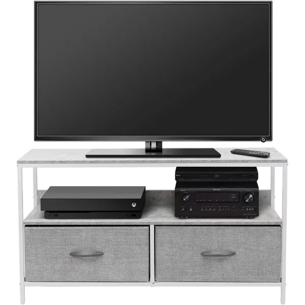 imageSorbus TV Stand Dresser with 2 Drawers  Television Riser Chest with Storage  Bedroom Living Room Closet ampamp Dorm FurnitureGrey