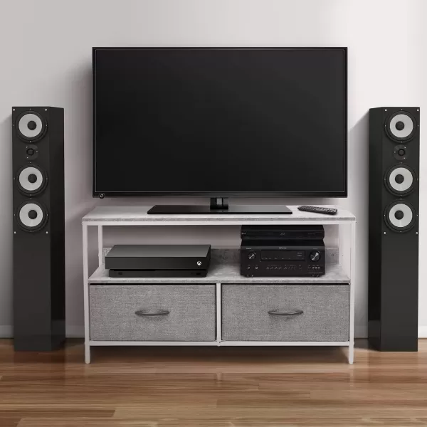 imageSorbus TV Stand Dresser with 2 Drawers  Television Riser Chest with Storage  Bedroom Living Room Closet ampamp Dorm FurnitureGrey