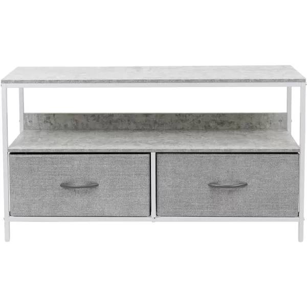 imageSorbus TV Stand Dresser with 2 Drawers  Television Riser Chest with Storage  Bedroom Living Room Closet ampamp Dorm FurnitureGrey