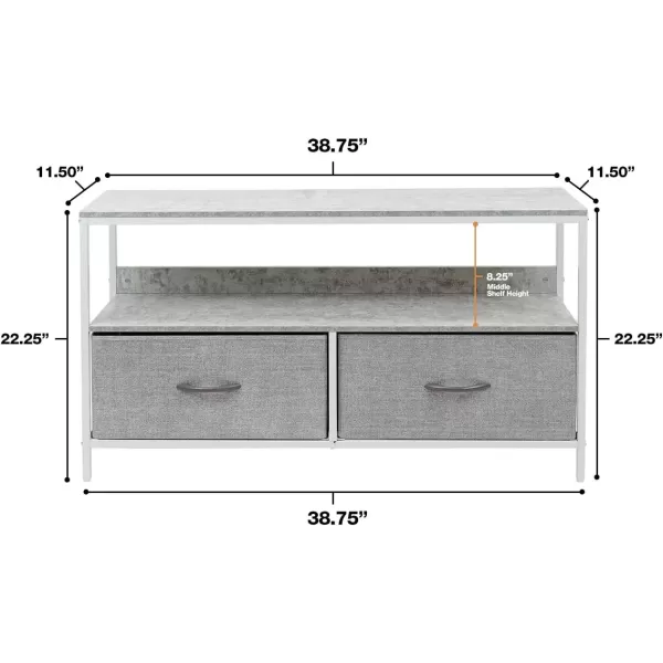 imageSorbus TV Stand Dresser with 2 Drawers  Television Riser Chest with Storage  Bedroom Living Room Closet ampamp Dorm FurnitureGrey