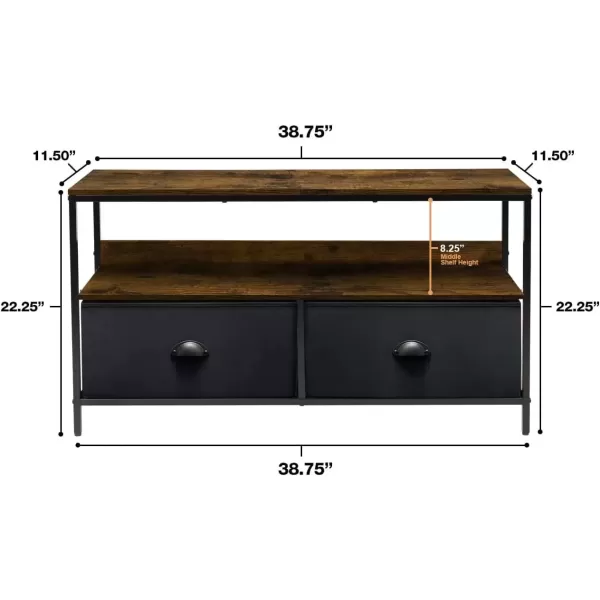 imageSorbus TV Stand Dresser with 2 Drawers  Television Riser Chest with Storage  Bedroom Living Room Closet ampamp Dorm FurnitureRustic Black
