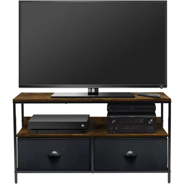 imageSorbus TV Stand Dresser with 2 Drawers  Television Riser Chest with Storage  Bedroom Living Room Closet ampamp Dorm FurnitureRustic Black