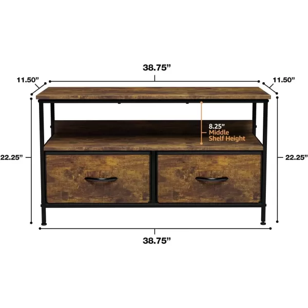 imageSorbus TV Stand Dresser with 2 Drawers  Television Riser Chest with Storage  Bedroom Living Room Closet ampamp Dorm FurnitureRustic Wood
