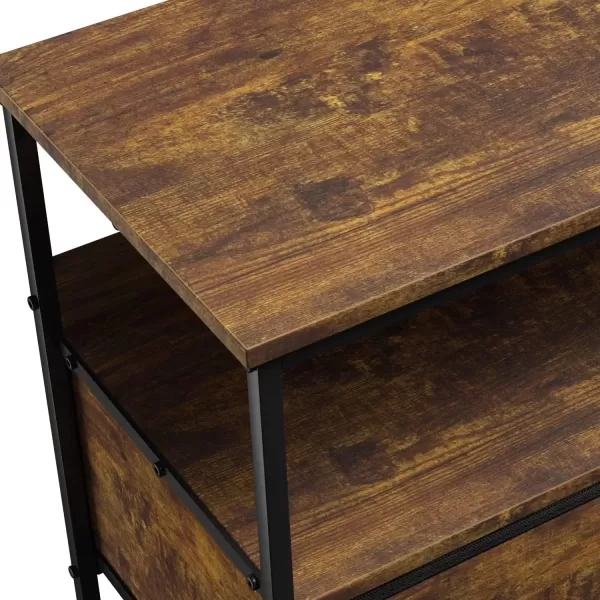 imageSorbus TV Stand Dresser with 2 Drawers  Television Riser Chest with Storage  Bedroom Living Room Closet ampamp Dorm FurnitureRustic Wood