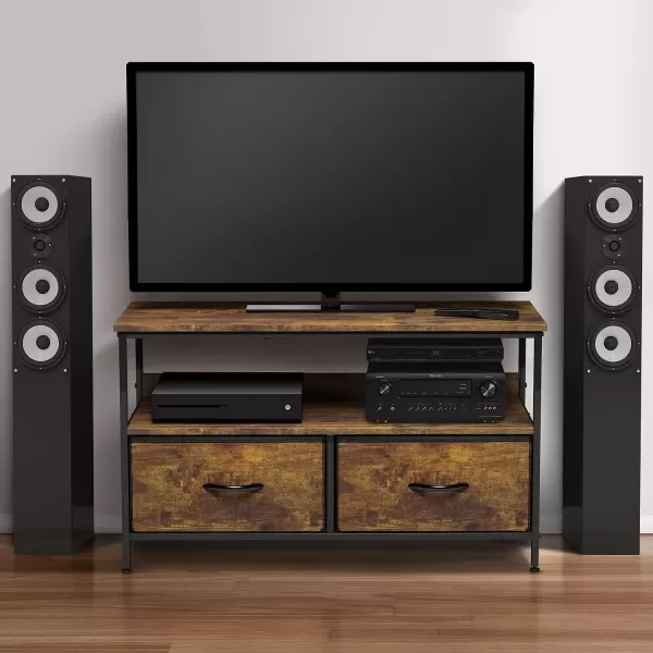 imageSorbus TV Stand Dresser with 2 Drawers  Television Riser Chest with Storage  Bedroom Living Room Closet ampamp Dorm FurnitureRustic Wood