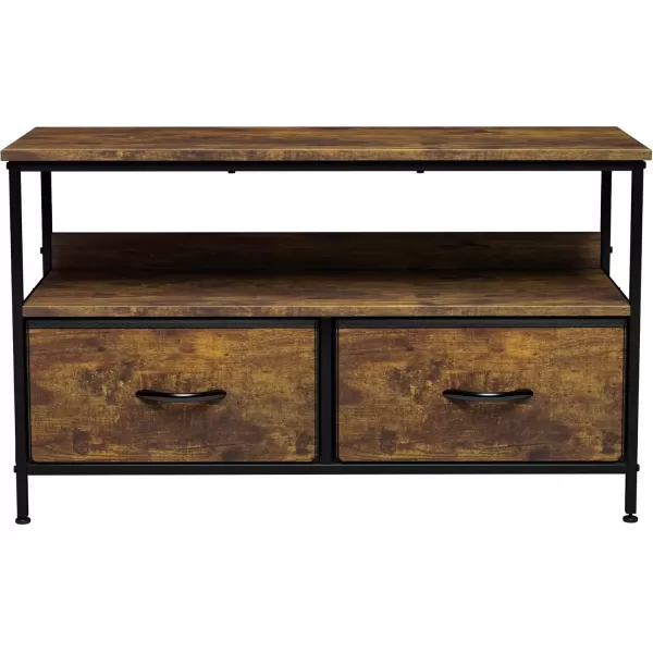 imageSorbus TV Stand Dresser with 2 Drawers  Television Riser Chest with Storage  Bedroom Living Room Closet ampamp Dorm FurnitureRustic Wood