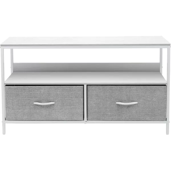 imageSorbus TV Stand Dresser with 2 Drawers  Television Riser Chest with Storage  Bedroom Living Room Closet ampamp Dorm FurnitureWhite