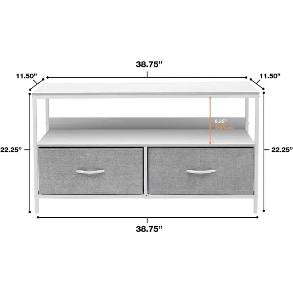 imageSorbus TV Stand Dresser with 2 Drawers  Television Riser Chest with Storage  Bedroom Living Room Closet ampamp Dorm FurnitureWhite