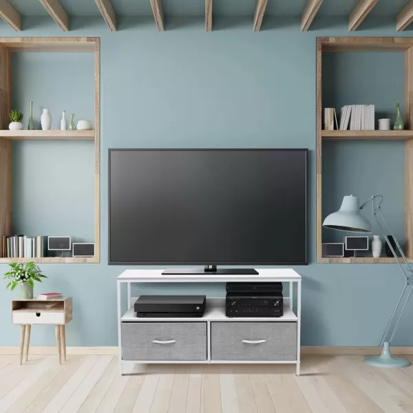imageSorbus TV Stand Dresser with 2 Drawers  Television Riser Chest with Storage  Bedroom Living Room Closet ampamp Dorm FurnitureWhite
