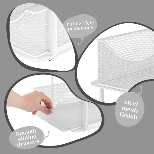 imageSorbus 2 Sets of 2 Tier Metal Under Sink Organizer for Bathroom Kitchen Strong Steel Mesh Sliding Drawers for Under Sink Under Cabinet Closet Kitchen Pantry Bathroom Organizers and StorageWhite