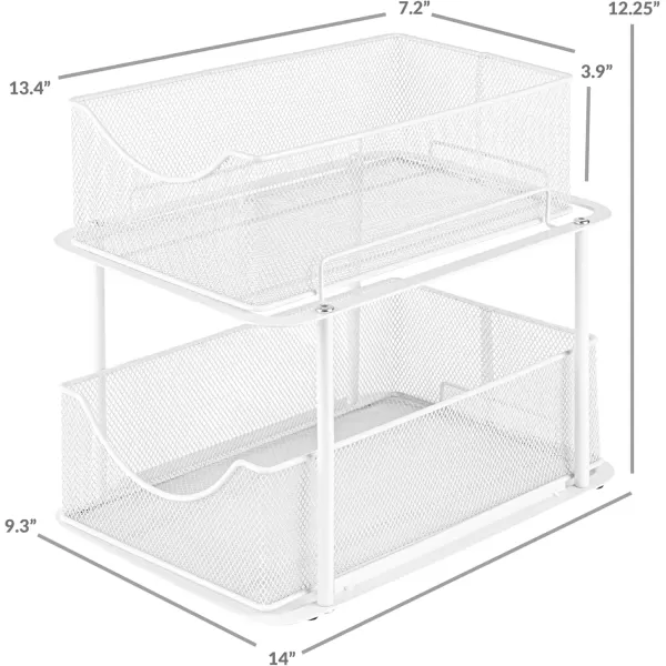imageSorbus 2 Sets of 2 Tier Metal Under Sink Organizer for Bathroom Kitchen Strong Steel Mesh Sliding Drawers for Under Sink Under Cabinet Closet Kitchen Pantry Bathroom Organizers and StorageWhite